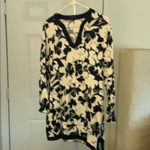 Navy and white floral tunic